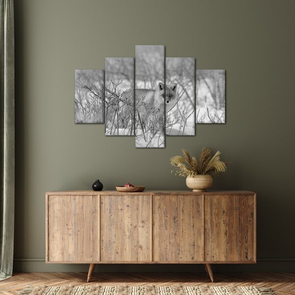 Tablou - Vulpe,alb-negru (150x105 cm)