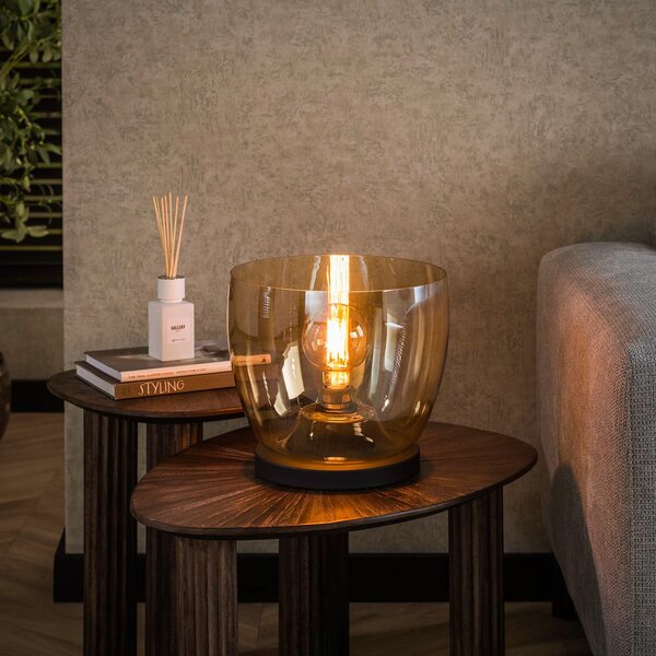 Zijlstra Lampa de masă Kopje, înălțime 27 cm, chihlimbar, sticlă, E27, Maro / Rugină, Camera de zi / sufragerie, Sticlă, Modern