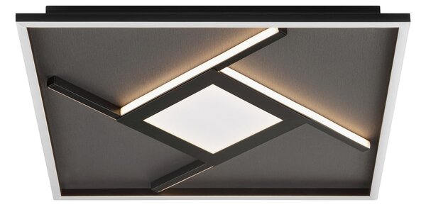 Brilliant Plafonieră LED Hardy, lungime 46 cm, negru mat, metal/țesătură, Negru, Camera de zi / sufragerie, Țesătură / Textil, Modern