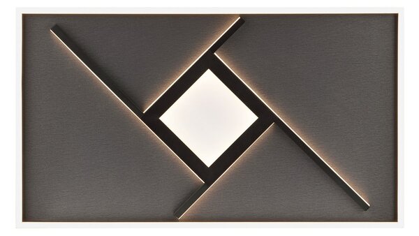 Brilliant Plafonieră LED Hardy, lungime 71 cm, negru mat, metal/țesătură, Negru, Camera de zi / sufragerie, Țesătură / Textil, Modern