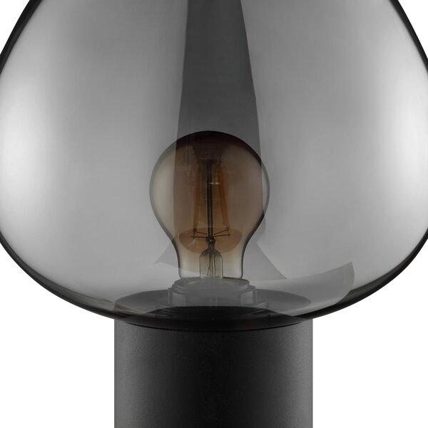 Brilliant Lampa de masă Ligari, negru/gri fum, înălțime 28 cm metal/sticlă, Gri, Camera de zi / sufragerie, Sticlă