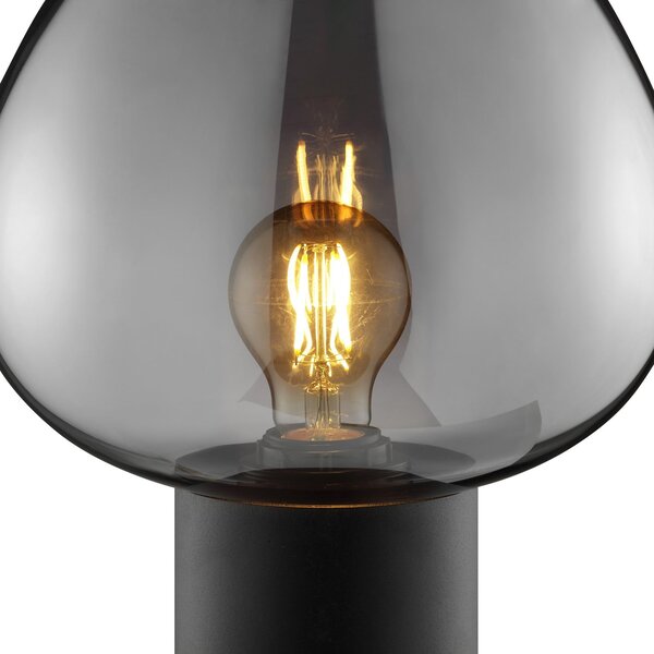 Brilliant Lampa de masă Ligari, negru/gri fum, înălțime 28 cm metal/sticlă, Gri, Camera de zi / sufragerie, Sticlă