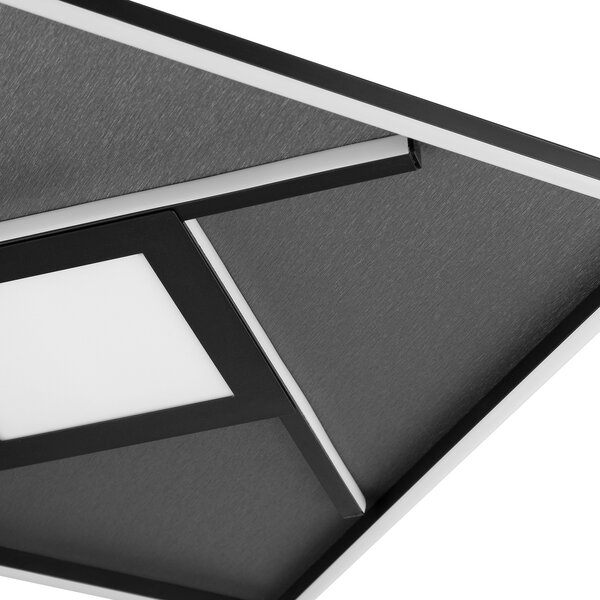 Brilliant Plafonieră LED Hardy, lungime 46 cm, negru mat, metal/țesătură, Negru, Camera de zi / sufragerie, Țesătură / Textil, Modern