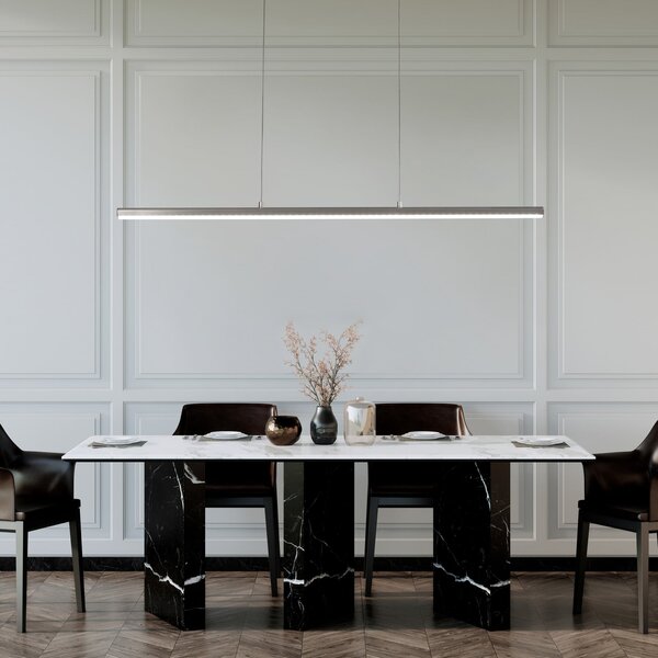 FISCHER & HONSEL Lampă suspendată LED Borena, culoare aluminiu, lungime 113 cm metal, reglabil, Metalic, Camera de zi / sufragerie, Metal