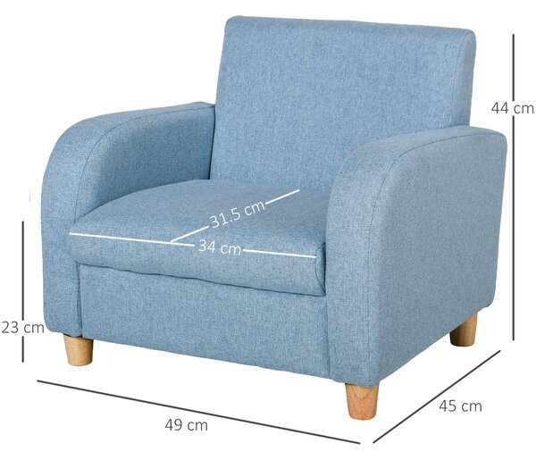 HOMCOM Scaun pentru Camera Copiilor în Material Textil Max. 65 kg 49x45x44cm Albastru | Aosom Romania