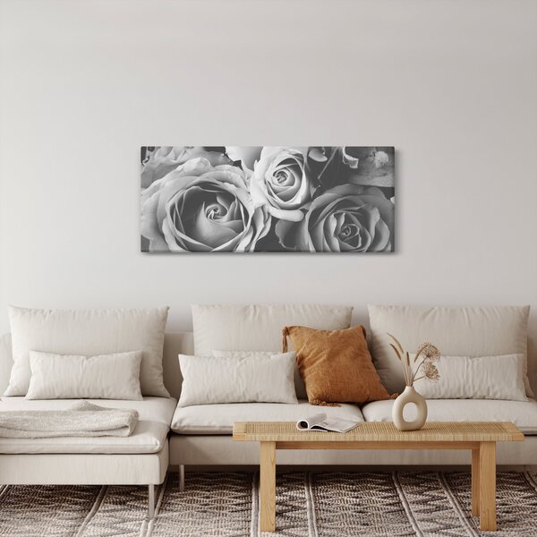 Tablou - Trandafir,alb-negru (120x50 cm)