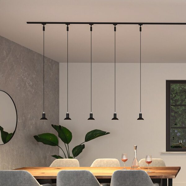 Paulmann URail lampă suspendată Runa, negru mat, GU10, reglabil, Negru, Camera de zi / sufragerie, Metal, Modern
