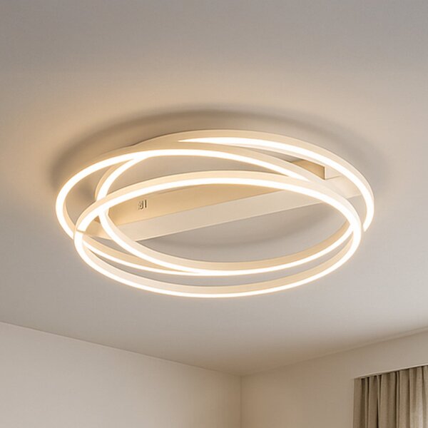 FISCHER & HONSEL Plafonieră LED Kiku, Ø 56 cm, culoare nisip, metal, CCT, reglabil, Bej, Camera de zi / sufragerie, Metal, Modern
