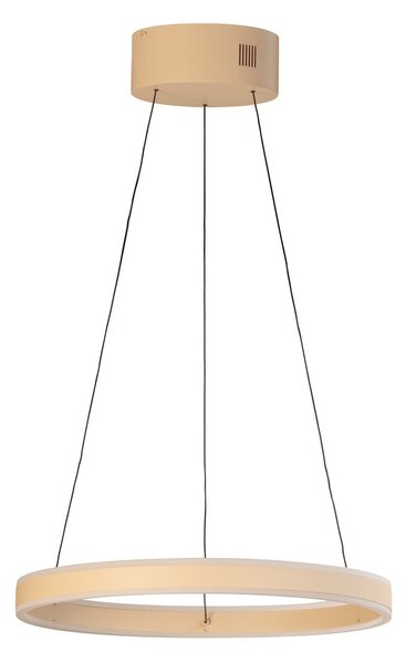 FISCHER & HONSEL Lampă suspendată LED Silvio, Ø 50 cm, culoare nisip, metal, CCT,, reglabil, Bej, Camera de zi / sufragerie, Metal, Modern