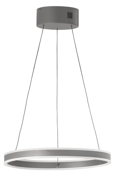 FISCHER & HONSEL Lampă suspendată LED Silvio, Ø 50 cm, gri nisip, metal, CCT,, reglabil, Gri, Camera de zi / sufragerie, Metal, Modern