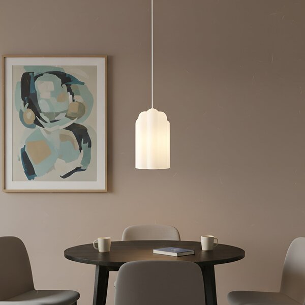 Lucande Lampa suspendată Lunja, albă, sticlă, 1 bec, E27, Alb, Camera de zi / sufragerie, Sticlă, Modern