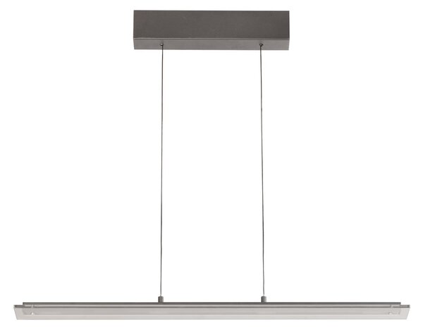 FISCHER & HONSEL Lampă suspendată LED Torvi, gri nisip/gri fum, 88 cm metal/sticlă, reglabil, Gri, Camera de zi / sufragerie, Metal, Modern