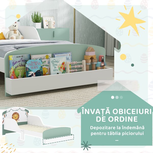 AIYAPLAY Pat pentru Copii cu Spațiu de Depozitare și Design Leu, 3-8 Ani | Aosom Romania