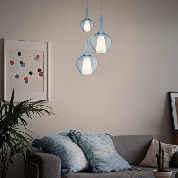 IDEAL LUX Lampă suspendată Ideal Lux Kalique 1, albastră, Ø 18 cm, plastic, reglabil, Albastru, Camera de zi / sufragerie, Plastic, Modern