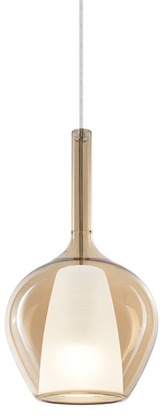 IDEAL LUX Ideal Lux Lampă suspendată Kalique 1, chihlimbar, Ø 18 cm, reglabil, Bej, Camera de zi / sufragerie, Plastic, Modern