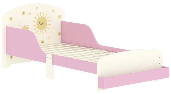 AIYAPLAY Pat copii mic, cadru cu design stele și spațiu de depozitare, roz | Aosom Romania