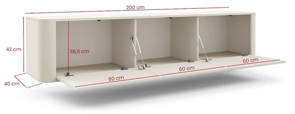 Comodă TV suspendată Trenza, cașmir (200 cm)
