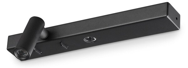 IDEAL LUX Aplică de perete LED Ideal Lux Bonne Nuit 1, negru Lățime 22 cm, Negru, Camera de zi / sufragerie, Metal, Modern