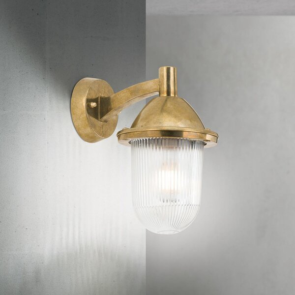 ORION Aplică de exterior York, alamă, sticlă canelată, E27, IP54, reglabil, Auriu / Alamă, Alamă
