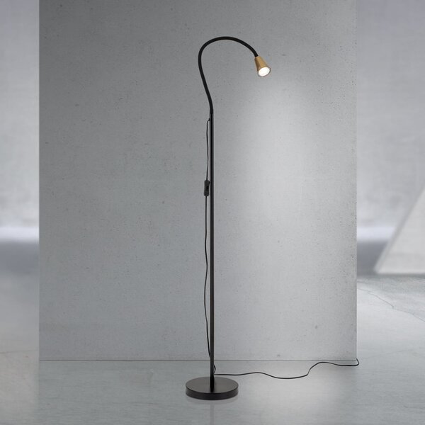ORION Lampadar Dotty, culoare alamă, înălțime 145 cm, braț flexibil, GU10, Auriu / Alamă, Camera de zi / sufragerie, Metal, Modern