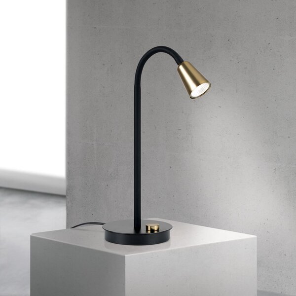 ORION Lampa de masă Dotty, alamă, înălțime 45 cm, picior, dimabil, GU10, reglabil, Auriu / Alamă, Camera de zi / sufragerie, Metal, Modern, Lumină de lectură