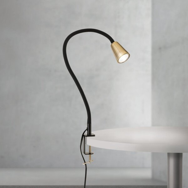 ORION Lampa de masă Dotty, culoare alamă, înălțime 65 cm, clemă, GU10, Auriu / Alamă, Camera de zi / sufragerie, Metal, Modern