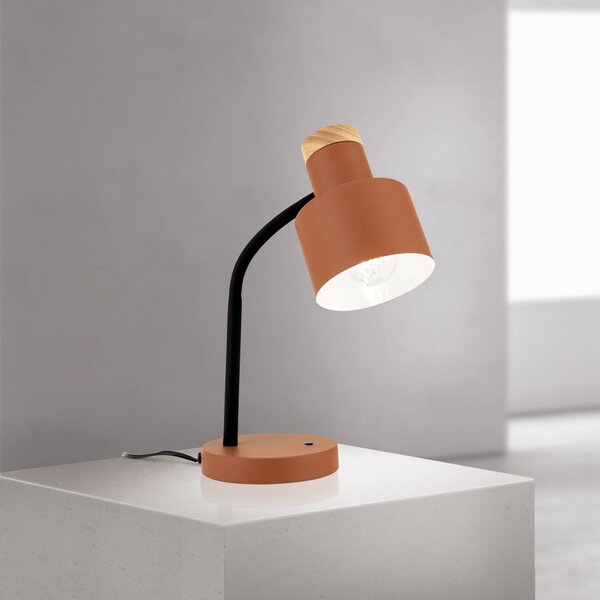 ORION Lampa de masă Gili, roșu coral, oțel, înălțime 35 cm, E27, Roșu, Camera de zi / sufragerie, Metal, Modern