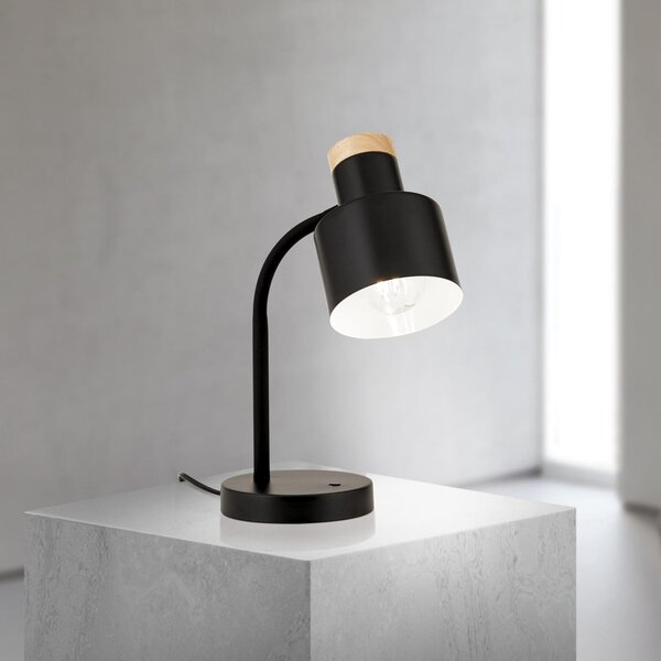 ORION Lampa de masă Gili, negru mat, oțel, înălțime 35 cm, E27, Negru, Camera de zi / sufragerie, Metal, Modern