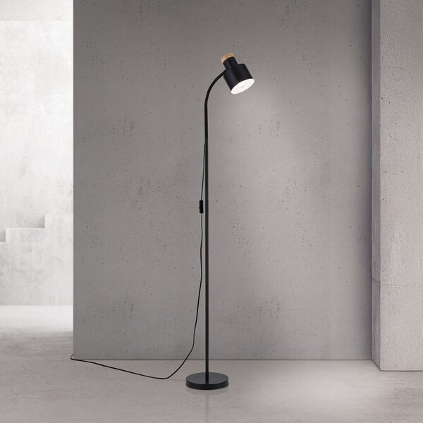 ORION Lampadar Gili, negru mat, oțel, înălțime 150 cm, E27, Negru, Camera de zi / sufragerie, Metal, Modern, Lumină de lectură