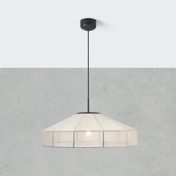 Markslöjd Lampă suspendată Alia, bej/negru, Ø 57 cm, țesătură/metal, reglabil, Bej, Camera de zi / sufragerie, Țesătură / Textil