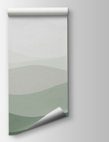 Fototapet Linii ondulate verzi și albe, Fototapet geometric 3D, Fototapet populare, w01721v2 - Tapeko.ro