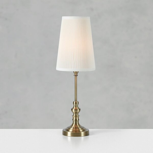 Markslöjd Lampa de masă Noble, culoare alamă/alb natural, înălțime 56 cm, material textil, Auriu / Alamă, Camera de zi / sufragerie, Țesătură / Textil