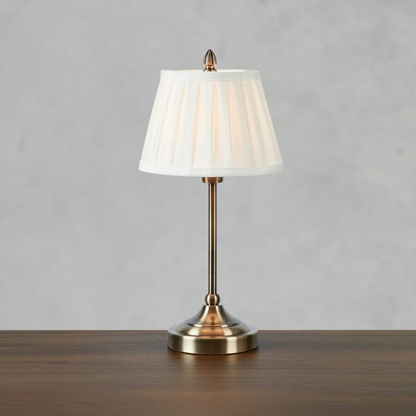 Markslöjd Lampă de masă Oxford, culoare alamă, înălțime 43 cm, metal/țesătură, Auriu / Alamă, Camera de zi / sufragerie, Țesătură / Textil