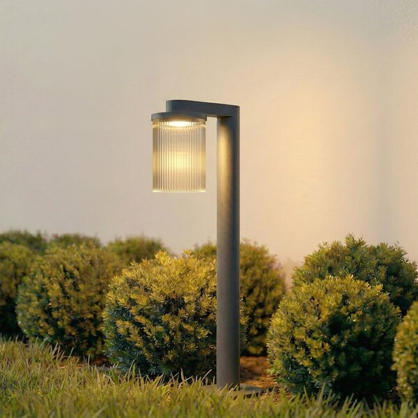 Lucande Bornă luminoasă LED pentru iluminat căi de acces Beelia, antracit, 60, Negru, Aluminiu, Modern