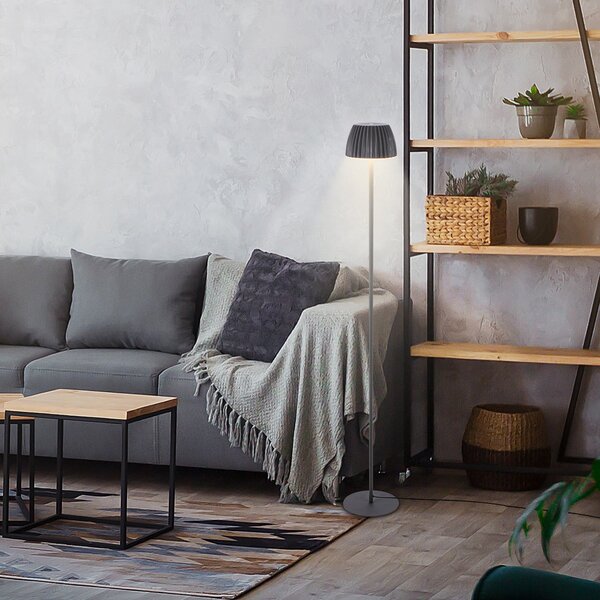 Briloner Lampadar LED Loca, antracit, înălțime 123 cm plastic/metal, reglabil, Negru, Camera de zi / sufragerie, Metal, Modern