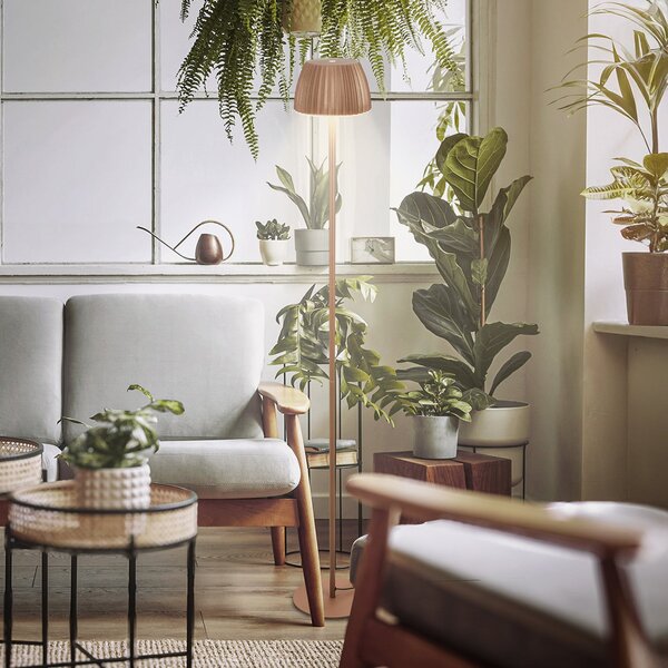 Briloner Lampadar LED Loca, maro, înălțime 123 cm, plastic/metal, reglabil, Maro / Rugină, Camera de zi / sufragerie, Metal, Modern
