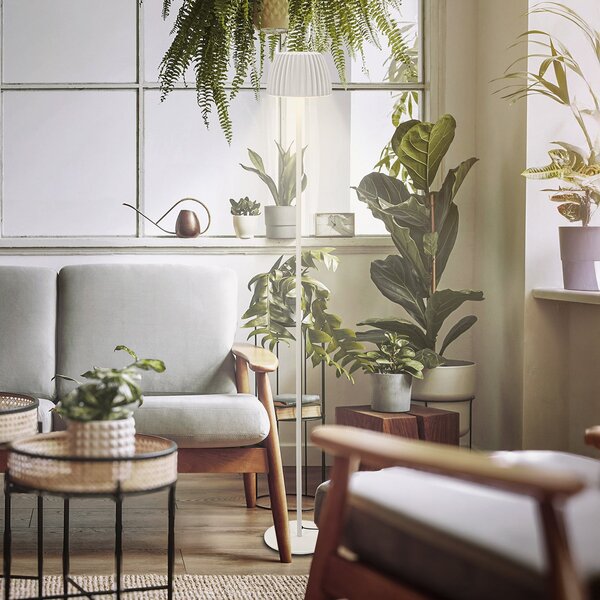 Briloner Lampadar LED Loca, alb vechi, înălțime 123 cm, plastic/metal, reglabil, Alb, Camera de zi / sufragerie, Metal, Modern