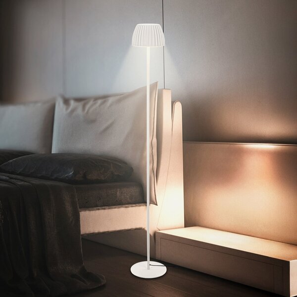 Briloner Lampadar LED Loca, alb vechi, înălțime 123 cm, plastic/metal, reglabil, Alb, Camera de zi / sufragerie, Metal, Modern