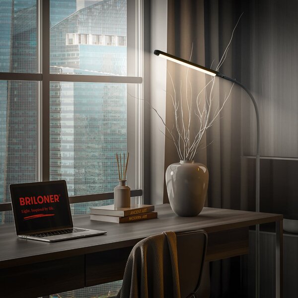 Briloner Lampadar LED Mura, negru, înălțime 170 cm, metal, dimmer tactil, reglabil, Negru, Camera de zi / sufragerie, Plastic, Modern