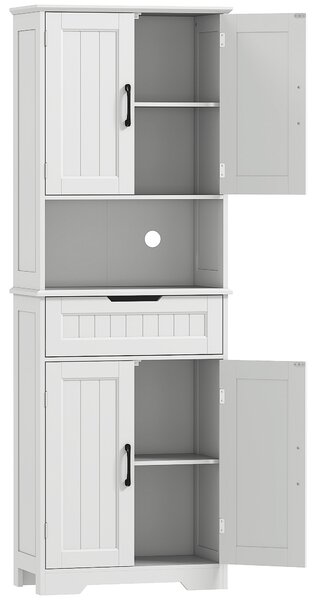 HOMCOM Mobilier de Bucătărie cu Sertar și 2 Dulapuri cu Rafturi Reglabile Alb | Aosom Romania