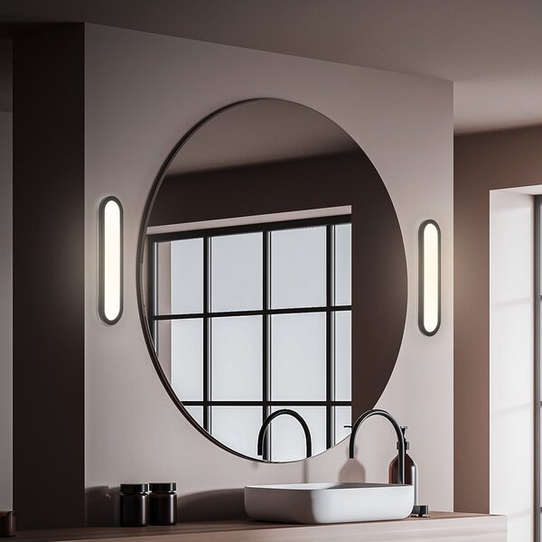 Briloner Aplică de perete pentru baie cu LED Pil, negru, lățime 35 cm, plastic, Negru, Baie, Plastic, Modern