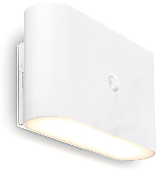 Briloner Aplică de perete cu LED și baterie Chat, alb, 16 cm, plastic, senzor, Alb, Camera de zi / sufragerie, Plastic, Modern, Perete unghiular