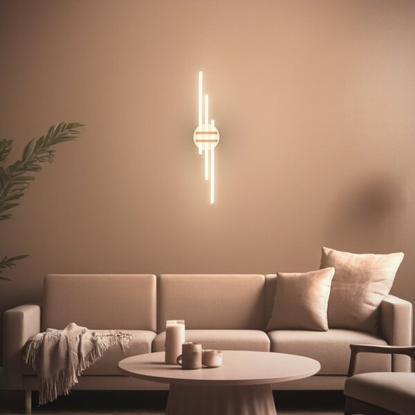 Briloner Plafonieră LED Tinka, gri deschis/maro, lungime 78 cm, Gri, Camera de zi / sufragerie, Metal, Modern