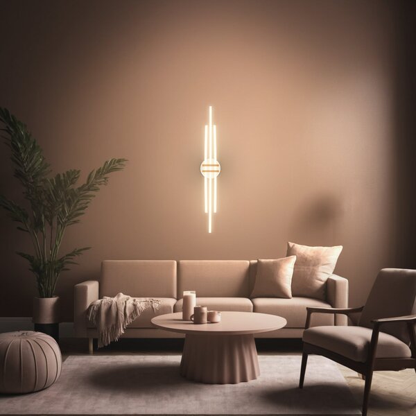 Briloner Plafonieră LED Tinka, gri deschis/maro, lungime 98 cm, Gri, Camera de zi / sufragerie, Metal, Modern