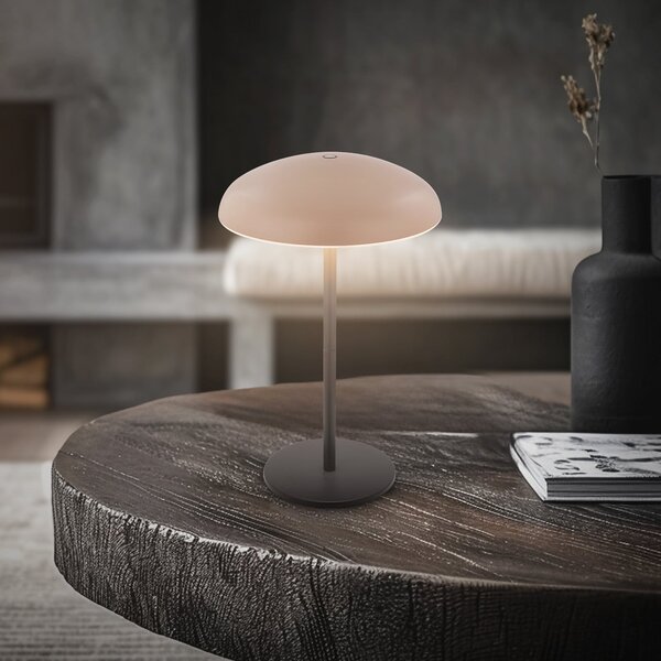 Briloner Lampa de masă cu LED și baterie reîncărcabilă Brilo unplugged Caxa, bej/antracit, reglabil, Negru, Metal