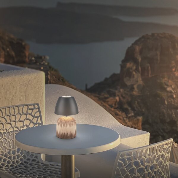 Briloner Lampa de masă cu LED și baterie reîncărcabilă Brilo unplugged Cera, antracit,, reglabil, Lemn, Ceramică, Modern