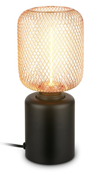 Briloner Lampa de masă Rist, negru/auriu roz, înălțime 22 cm, metal, Roz / Rosé, Camera de zi / sufragerie, Metal, Modern