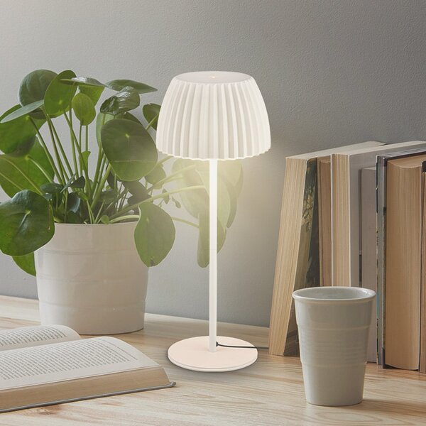 Briloner Lampa de masă LED Loca, alb vechi, înălțime 36 cm, metal/plastic, reglabil, Alb, Camera de zi / sufragerie, Metal, Modern