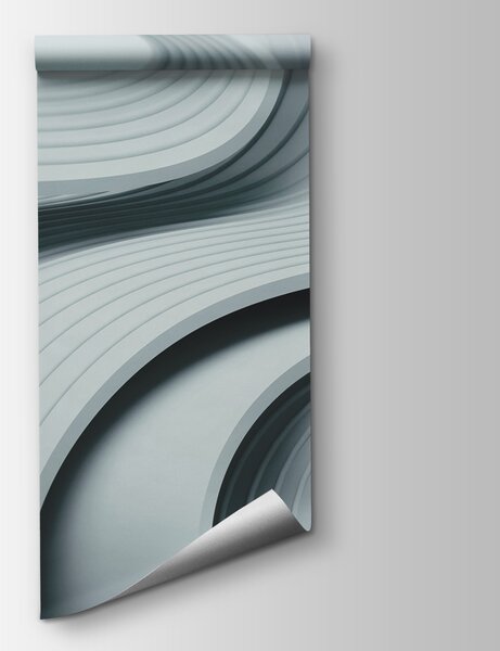 Fototapet Linii ondulate albe și gri, Fototapet geometric 3D, Fototapet populare, w01147v3 - Tapeko.ro