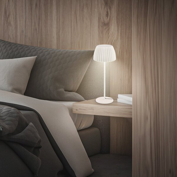 Briloner Lampa de masă LED Loca, alb vechi, înălțime 36 cm, metal/plastic, reglabil, Alb, Camera de zi / sufragerie, Metal, Modern